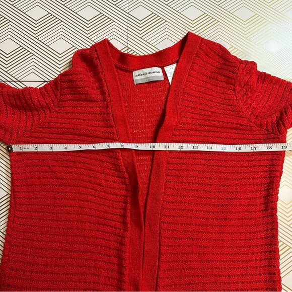 ALFRED DUNNER Red Open Knit Sweater 3/4 Sleeves - Picture 4 of 7